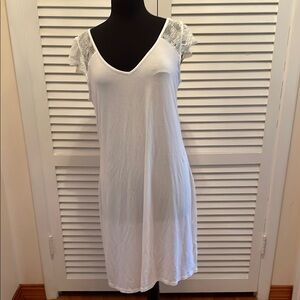 Sleep On It White Chemise with V-Neckline
